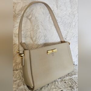 MCM Beige Shoulder Bag with Gold Accent